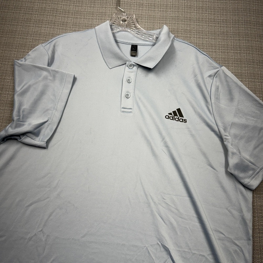 Adidas Polo Shirt Mens XL Blue Solid Golf Performance Lightweight Short Sleeve